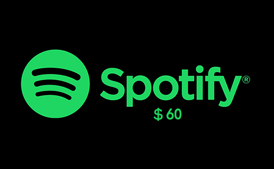 60美元声破天礼品卡/Spotify Gift Card